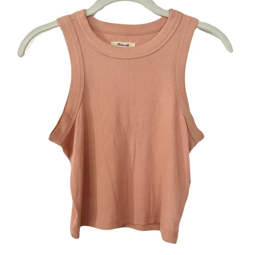 Madewell Brightside Crop Tank in Antique Coral, Size XS - Picture 5 of 5